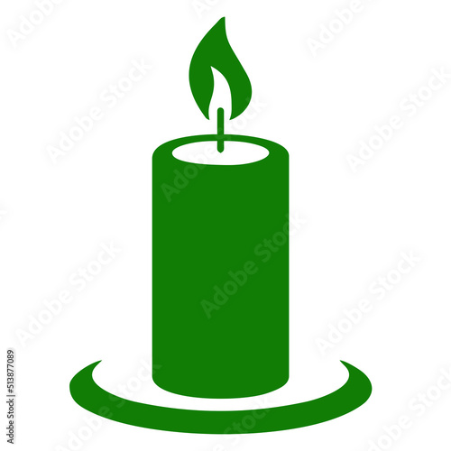 green candle with green leaves