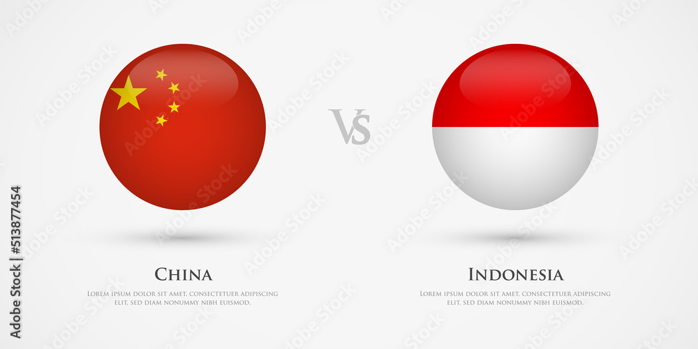 China vs Indonesia country flags template. The concept for game
