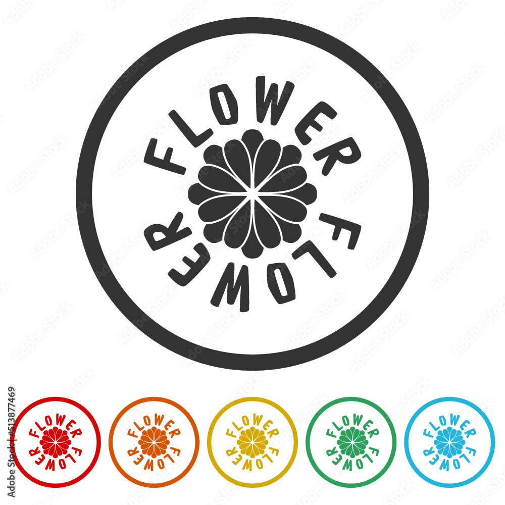 Flower icons in color circle buttons Flower icons in color circle buttons