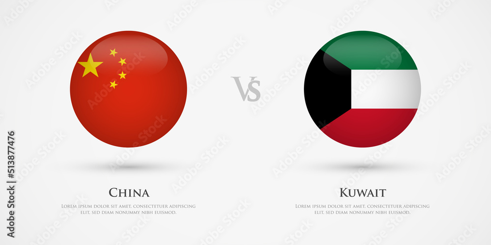 China vs Kuwait country flags template. The concept for game, competition, relations, friendship, cooperation, versus. China vs Kuwait country flags template. The concept for game, competition, relations, friendship, cooperation, versus.