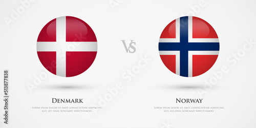 Denmark vs Norway country flags template. The concept for game, competition, relations, friendship, cooperation, versus.