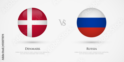 Denmark vs Russia country flags template. The concept for game, competition, relations, friendship, cooperation, versus. © Gautam
