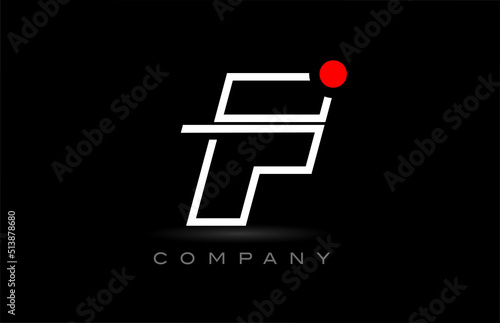 red dot F alphabet letter logo icon design on black background. Creative template for business and company