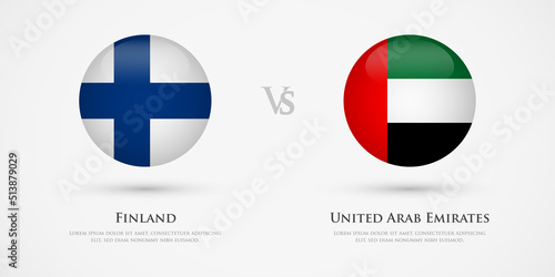 Finland vs United Arab Emirates country flags template. The concept for game, competition, relations, friendship, cooperation, versus.