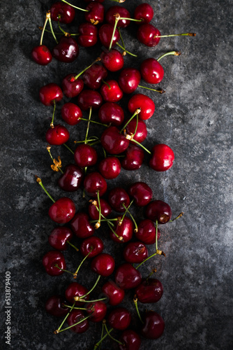 Fresh cherry fruit on table.