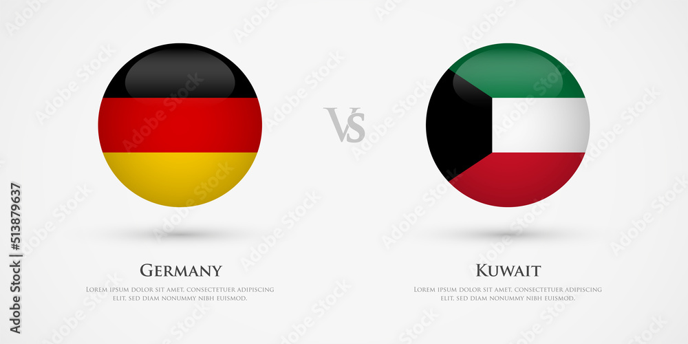 Germany vs Kuwait country flags template. The concept for game, competition, relations, friendship, cooperation, versus. Germany vs Kuwait country flags template. The concept for game, competition, relations, friendship, cooperation, versus.