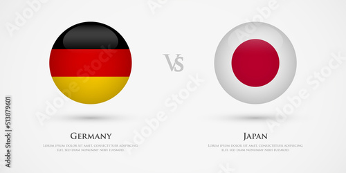 Germany vs Japan country flags template. The concept for game, competition, relations, friendship, cooperation, versus.