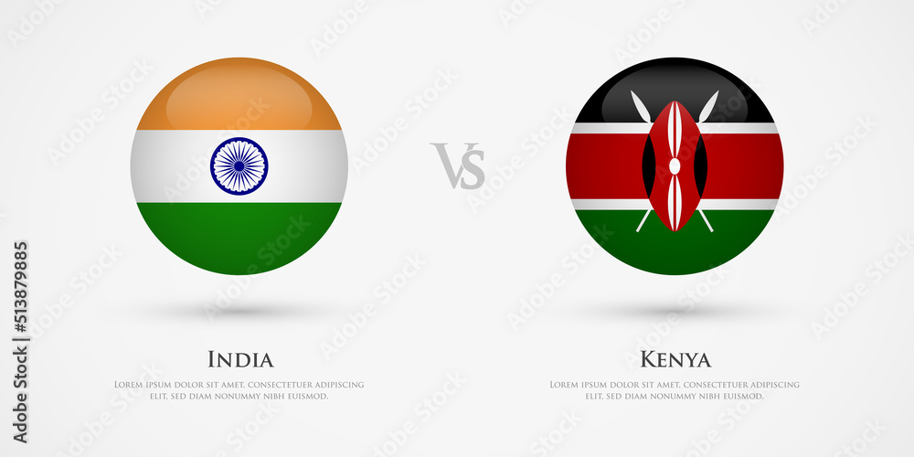 India vs Kenya country flags template. The concept for game, competition, relations, friendship, cooperation, versus.