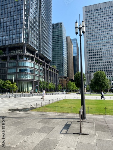 Tokyo station Marunouchi new modern look of the city with its architecture and street lights.  Year 2022 June 19th