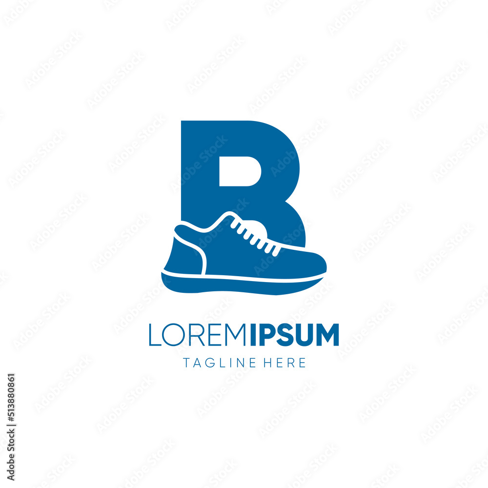 Letter Initial B Shoes Logo Design Vector Icon Graphic Emblem Illustration Background Template Letter Initial B Shoes Logo Design Vector Icon Graphic Emblem Illustration Background Template