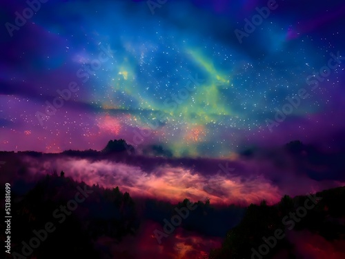 night landscape mountain and milky way galaxy background our galaxy  long exposure  low light