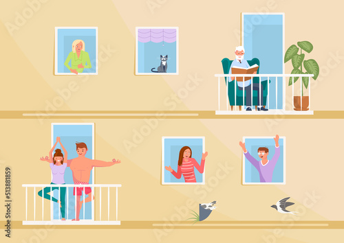 Men and women neighbours make friends and fall in love