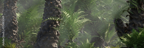 Fotografi triassic forest with prehistoric tree fern