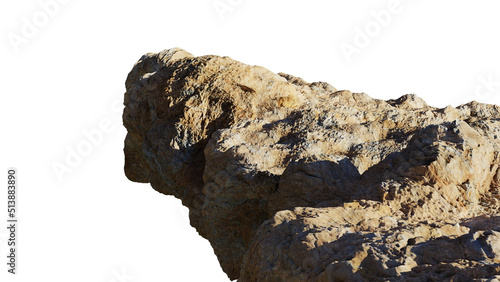 rocky cliff isolated on white background, edge of the mountain photo