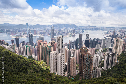 Hong Kong skyline, aerial city view taken from Victoria Peak
