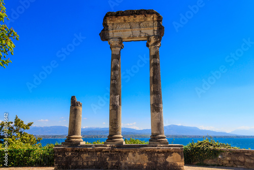 Ruins of ancient roman columns in Nyon, Switzerland photo