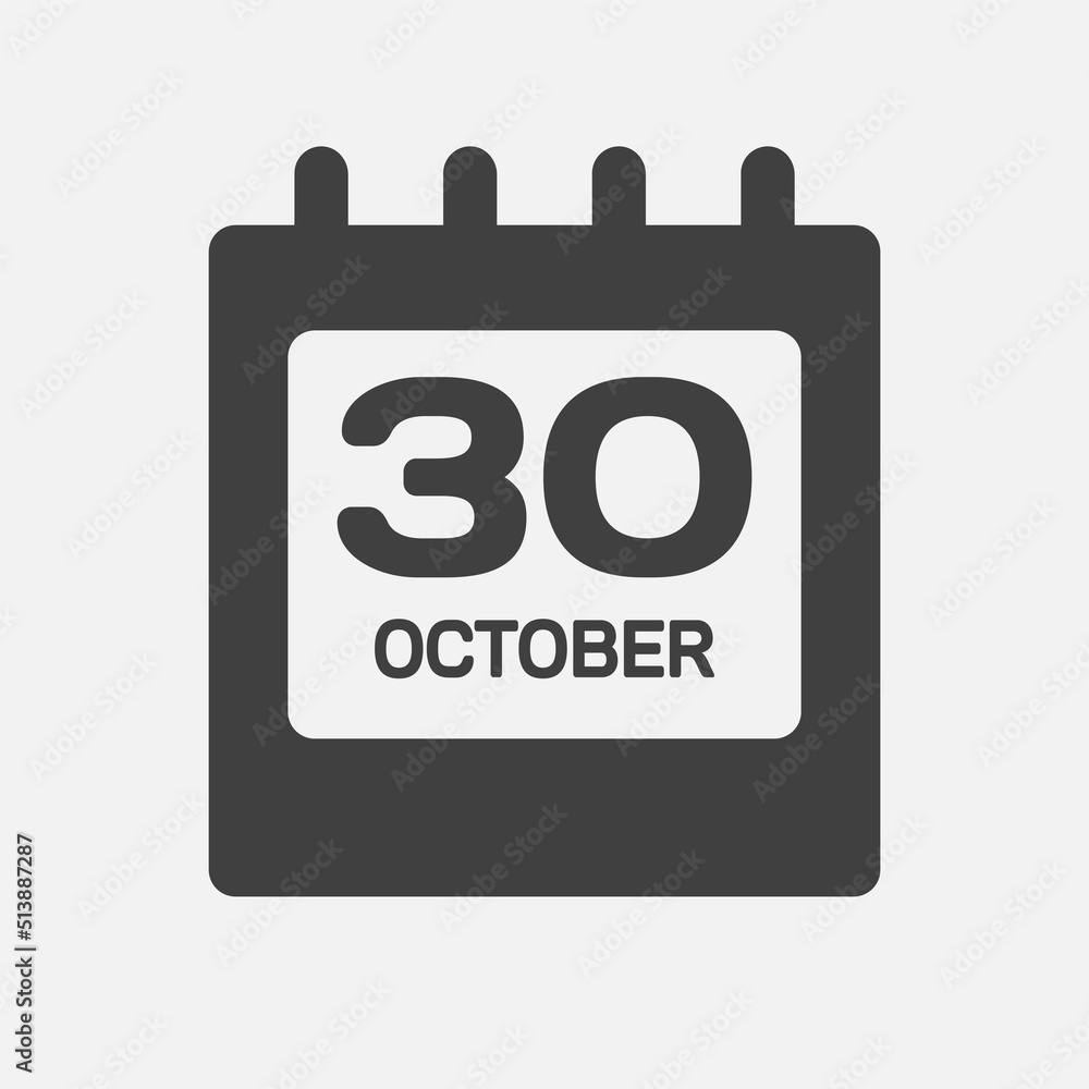 Icon page calendar day 30 October, template date Icon page calendar day 30 October, template date