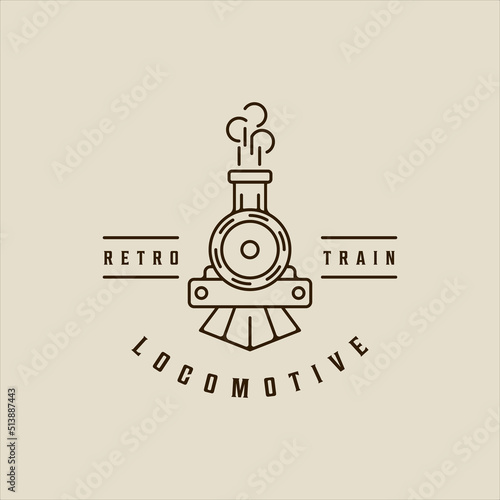 locomotive line art logo vector simple minimalist illustration template icon graphic design. retro or vintage train sign or symbol for transportation concept