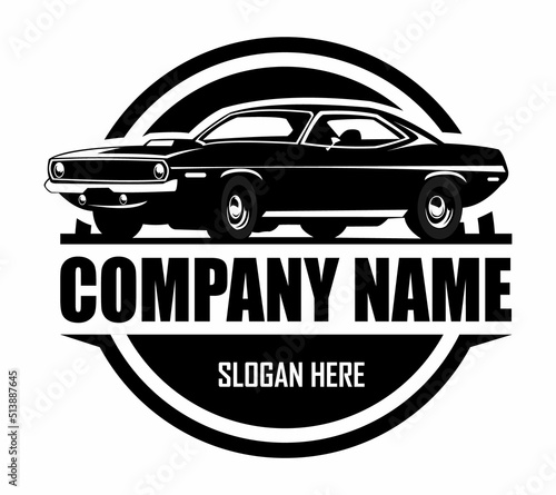 Muscle car logo - vector illustration, emblem design on white background