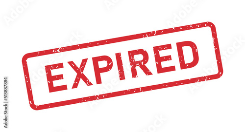 Red grunge expired rubber stamp. Expiration date stamp. Grunge vintage square label. Vector illustration isolated on white background.