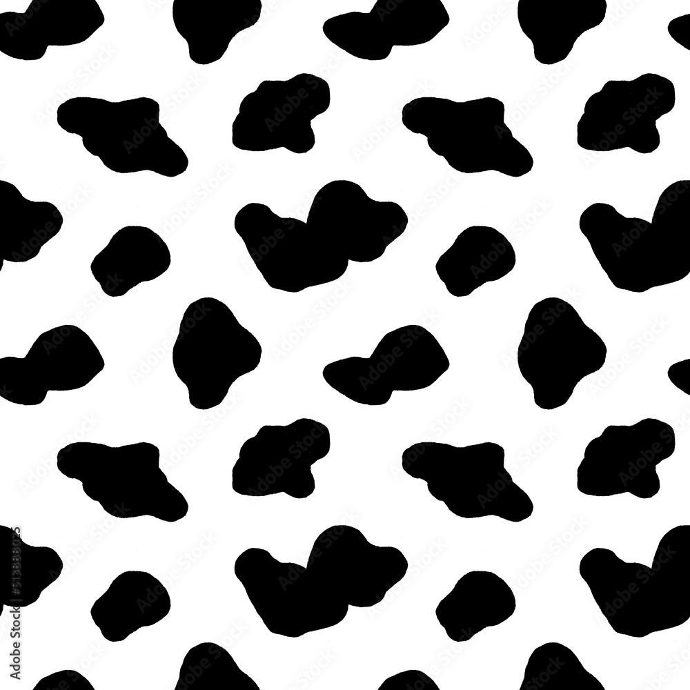 Cow hide seamless pattern. Holstein cattle texture. Cow skin pattern