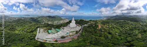 Panorama Ariel view of Big Buddha statue, Phuket, Thailand.