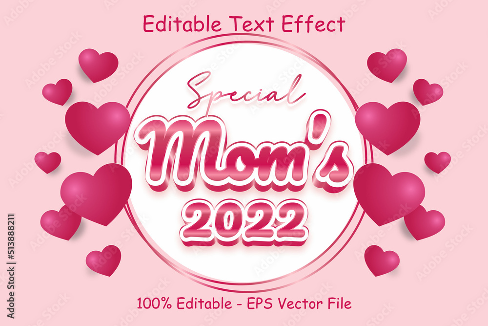Special Moms Day 2022 Editable Text Effect 3 Dimension Emboss Modern Style