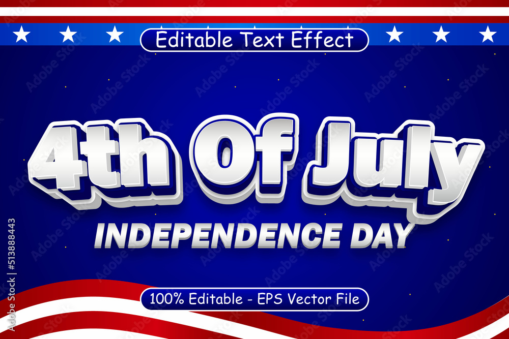 4th Of July Independence Day Editable Text Effect 3 Dimension Emboss Modern Style