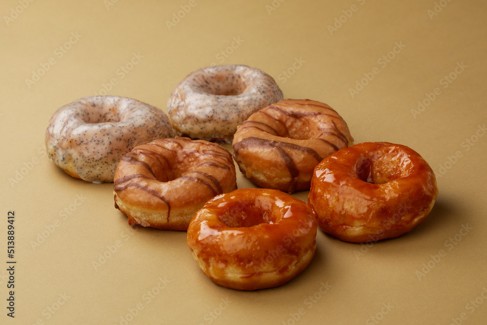 Tasty fresh doughnuts in studio 