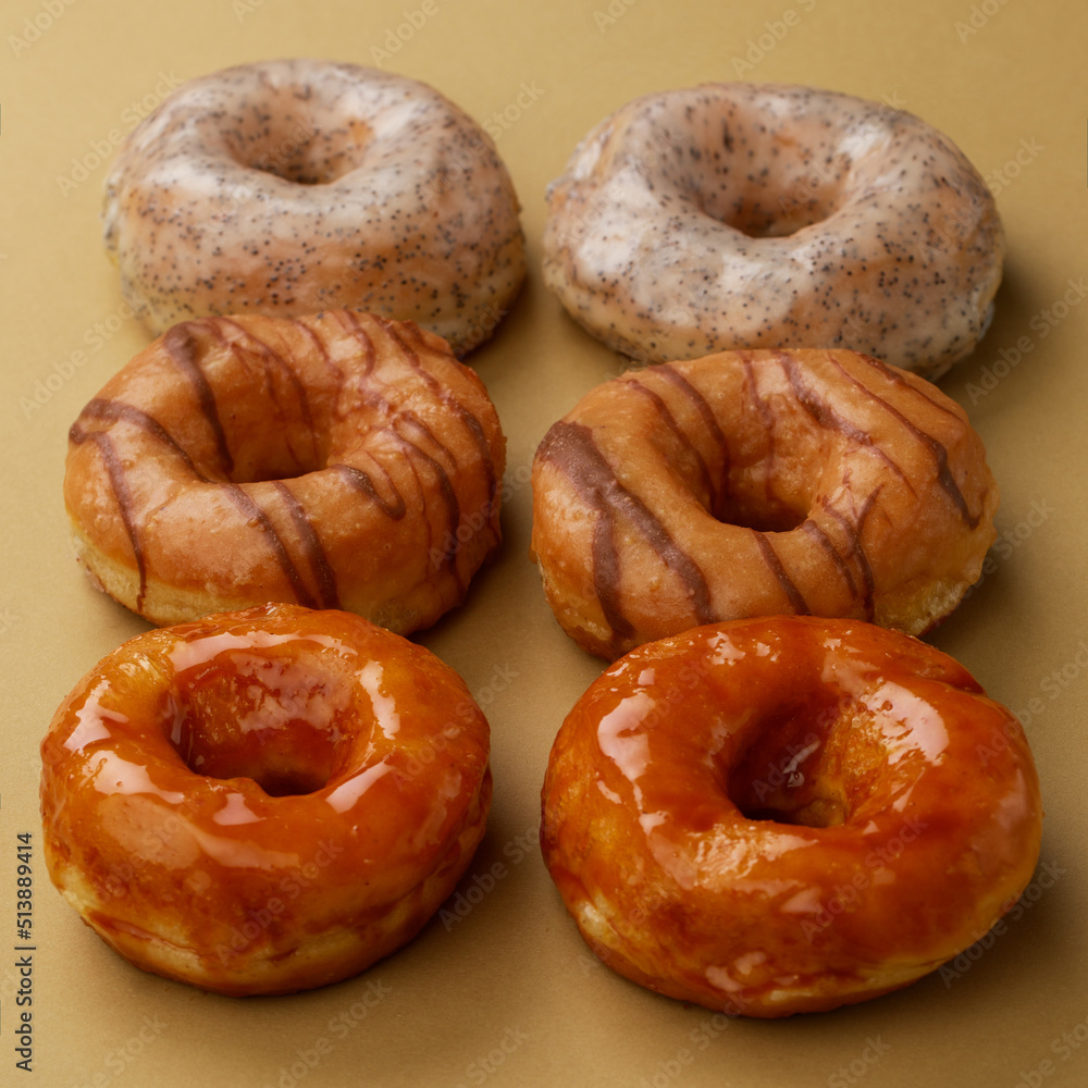 Tasty fresh doughnuts in studio 