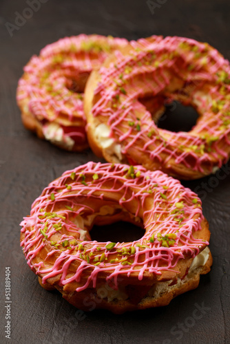 Choux pastry rings cream stuffed