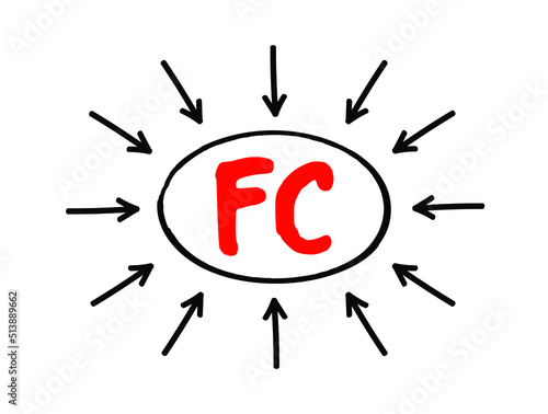 FC - Fixed Cost are business expenses that are not dependent on the level of goods or services produced by the business, acronym text concept with arrows