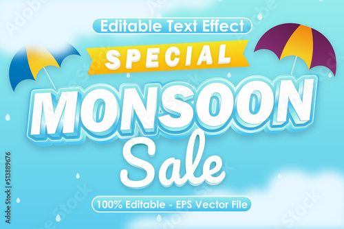 Special Monsoon Sale Editable Text Effect 3 Dimension Emboss Modern Style