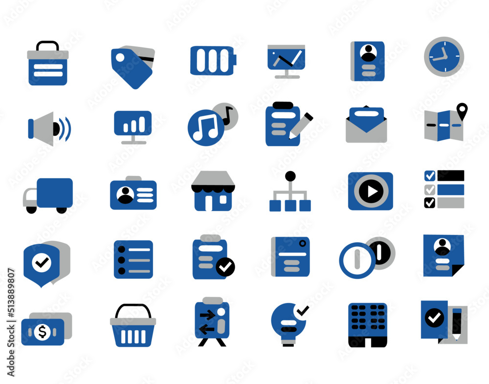 Vector dark blue icon set for application,  website and business