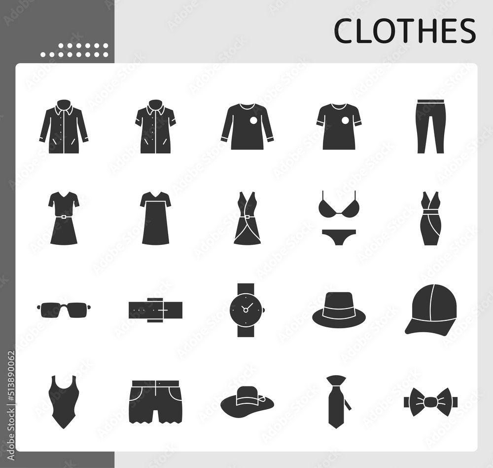 clothes 2 icon set, isolated glyph icon, perfect for web, graphic ...