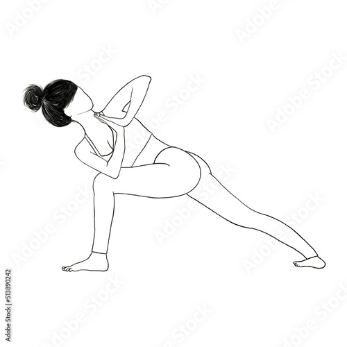 Line drawing of a lady doing yoga