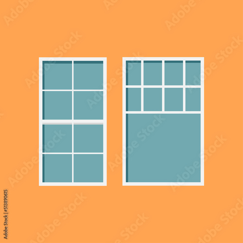 window on a wall. vector flat interior of home room. House window. set windows. illustration