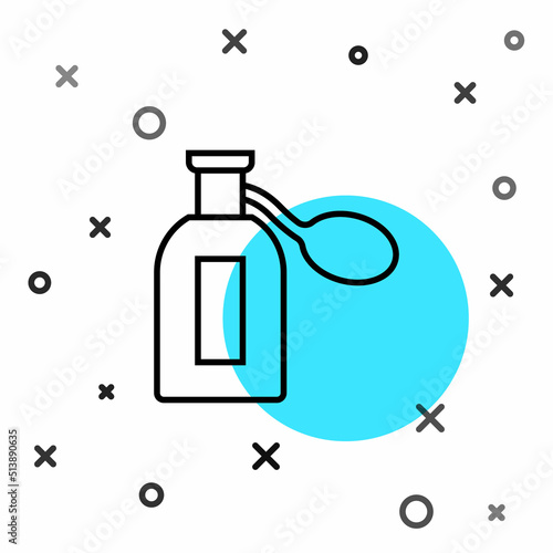 Black line Perfume icon isolated on white background. Random dynamic shapes. Vector