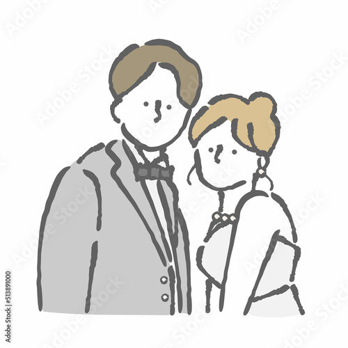 ウェディング　新郎新婦　イラスト