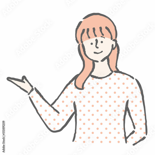指をさす女性　イラスト