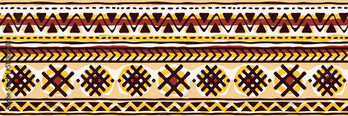 Seamless border, ethnic background, hand drawing, vector banner