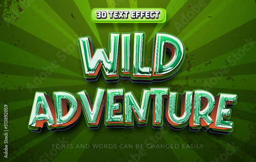 Wild adventure 3d editable text effect style