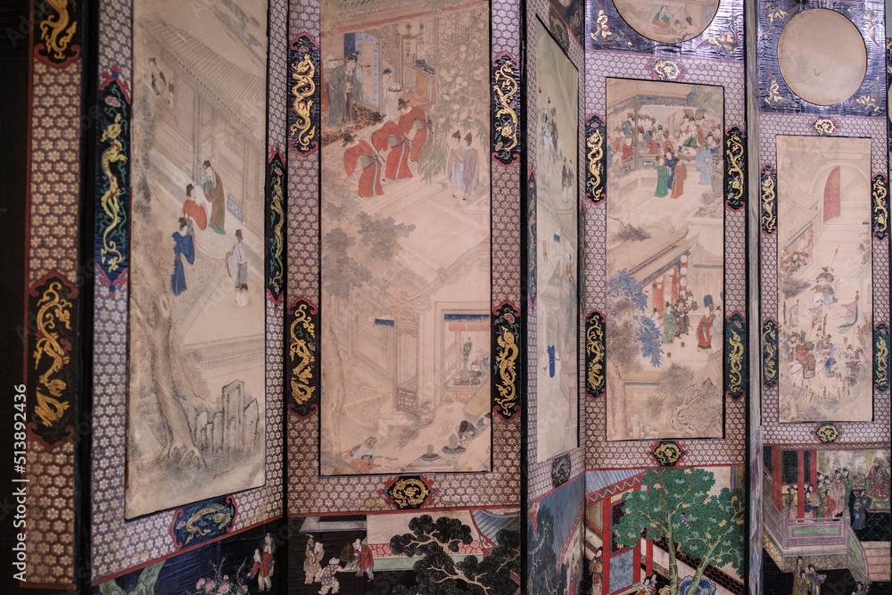 Obraz premium biombo de Coromandel, finales del siglo XVII, China, Fundación Calouste Gulbenkian, («Fundação Calouste Gulbenkian»), Lisboa, Portugal