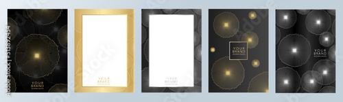 Luxury botanical wedding invitation card template. Floral background with golden line. Vector collection black and gold elegant pattern for restaurant menu, luxury brochure, business, catalog, flyer 