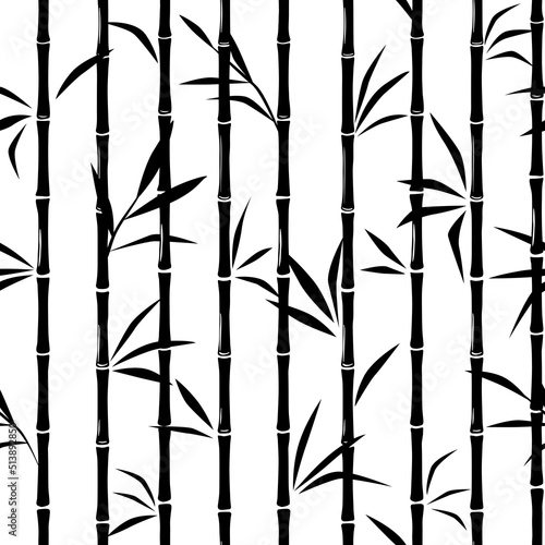 Bamboo seamless pattern. Seamless texture with leaves.