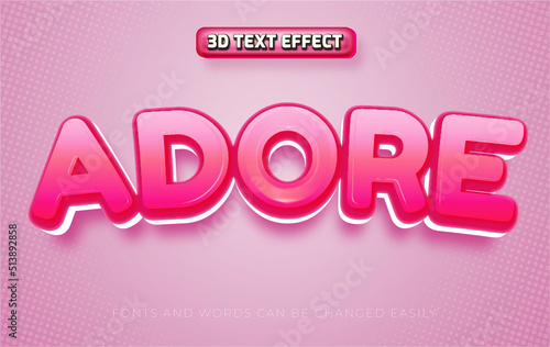 Adore cute pink 3d editable text effect style