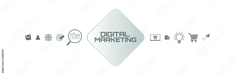 digital marketing icons on white background digital marketing icons on white background