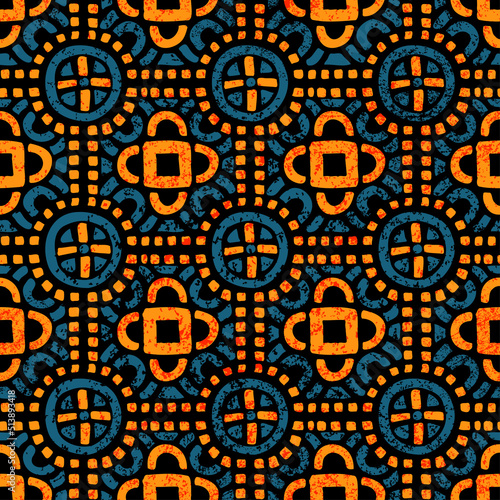 Seamless geometric pattern. Grunge texture. Ethnic and tribal motifs. Vector illustration.