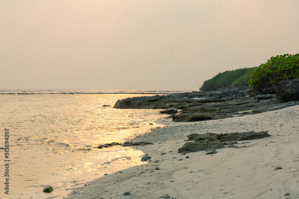 Lakshadweep, India - March 15, 2022: Sunset at Kalpeni Island Lakshadweep