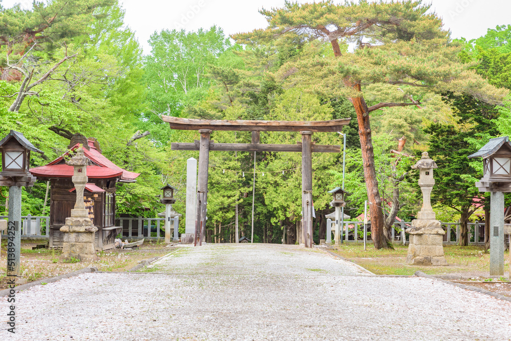 Abashiri Shrine in Abashiri City, Hokkaido, Japan.